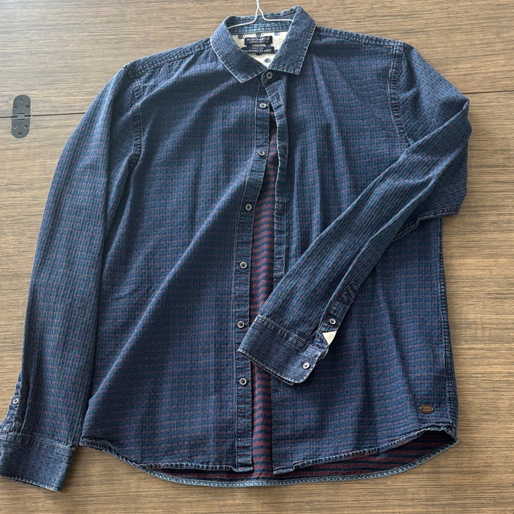 Scotch & Soda Dark Blue Casual Button Down Shirt